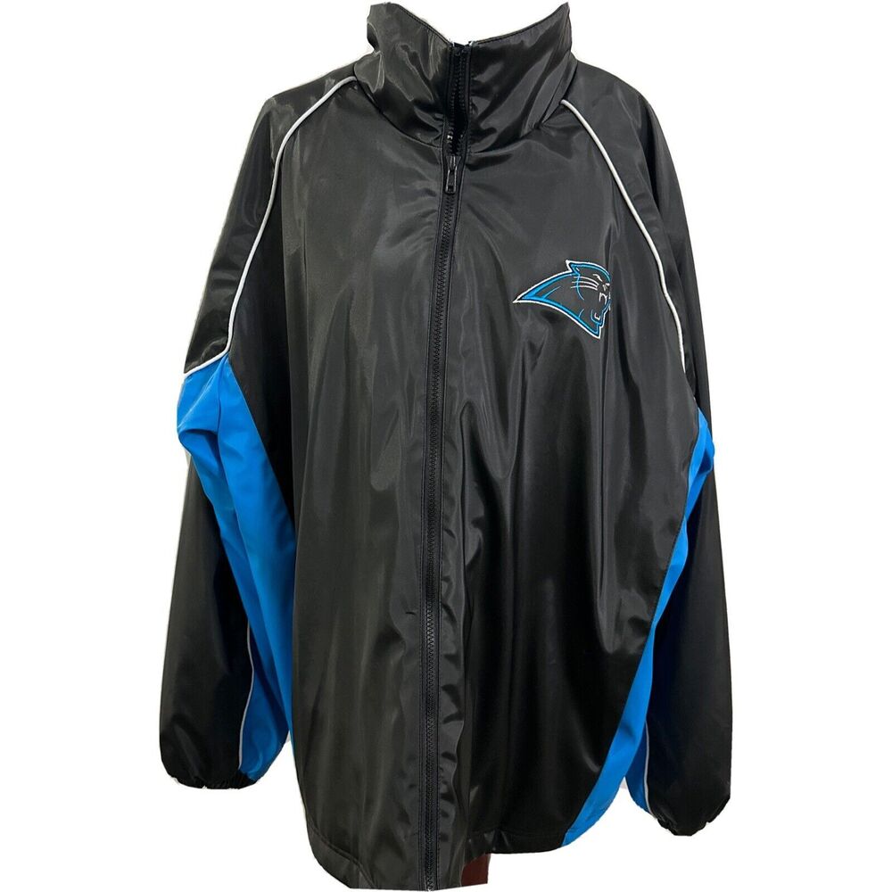 NFL Carolina Panthers G-111 Apparel Black Blue Embroidered Coat Size XL